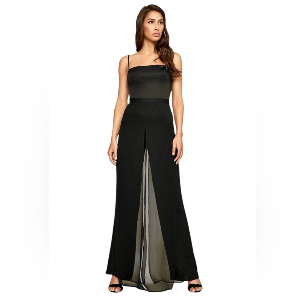 Tadashi Shoji Chiffon Mesh Overlay Wild Leg Pants Size Small